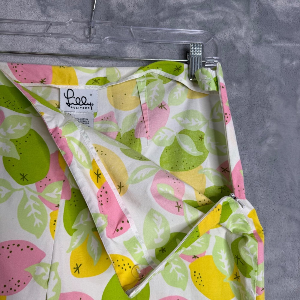 Vintage Lilly Pulitzer Capri Pants Womens 12 Citrus Lemon Print White Label Prep - Picture 2 of 9